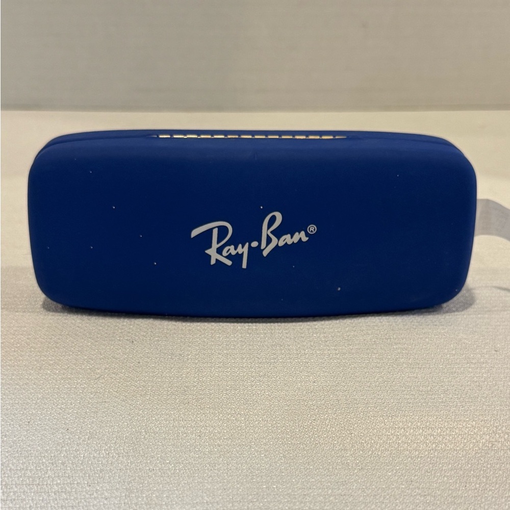 Authentic Ray-Ban Eyeglass Sunglass Case Hard Clam Shell Blue w/Red Interior